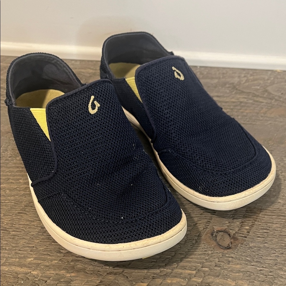 OluKai Nohea Mesh Shoes Navy Blue Slip On Lightweight Loafers - Boys Size 13